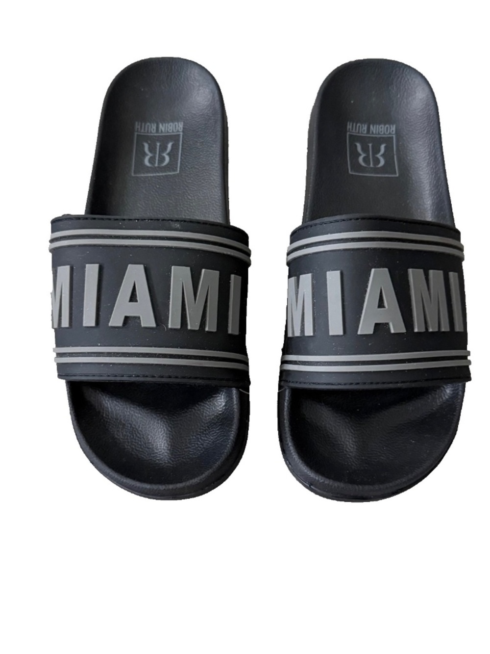 Robin Ruth Miami Classic Womens Slide Sandals Black Silver Size S EU 37 US 6.5/7
